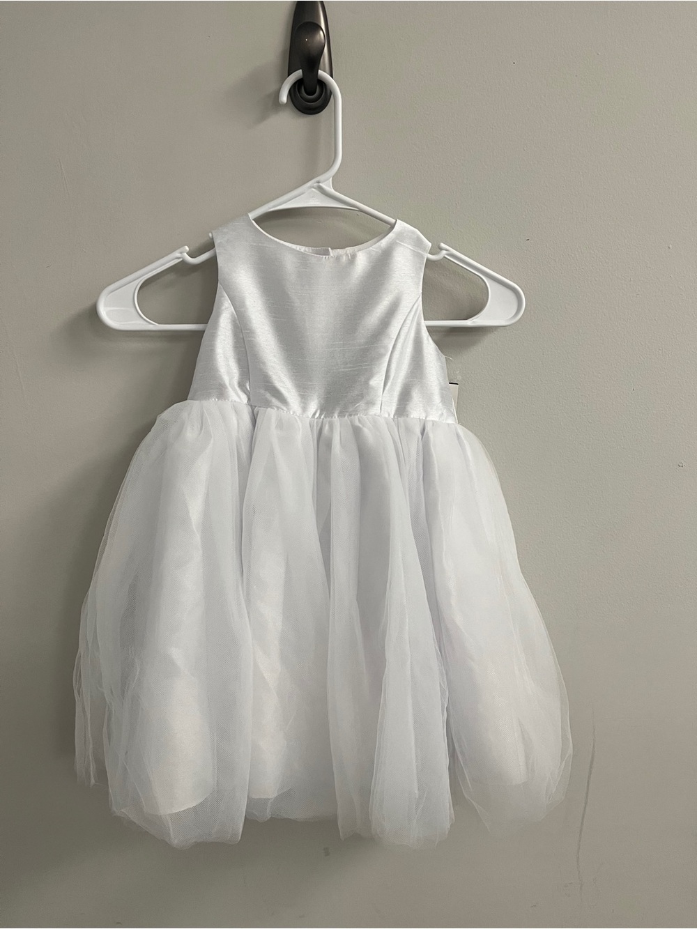 David's Bridal White Tulle Flower Girl Dress